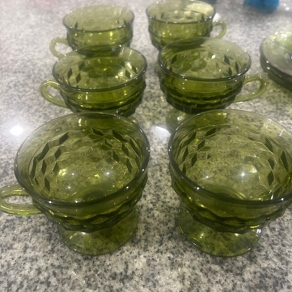Indiana Glass Green Tea Cups Set